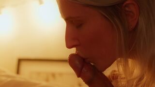 A hot blonde gives her husband a massage before they get intimate