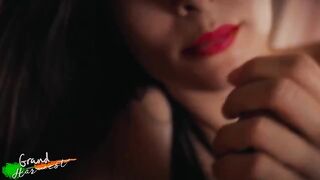 Pervert stepson's cock is always hard, red lipstick slut satisfies him