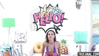Petite brunette Kylie Le Beau takes it deep in her tight ass
