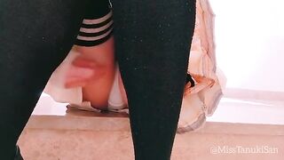 A cute Japanese schoolgirl takes off her panties and masturbates at her school