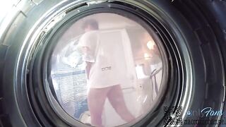 Girl searches for panties in the washing machine and gets fucked
