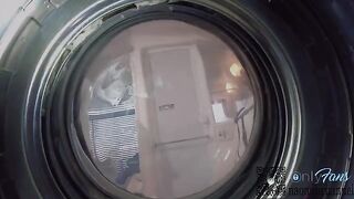 Girl searches for panties in the washing machine and gets fucked