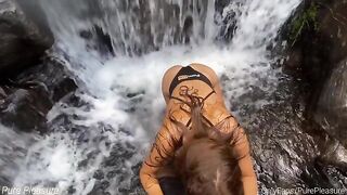 Passionate sex by the waterfall for milestone 25K
