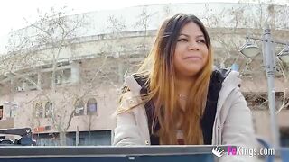 Amateur Yiyi Candy shows her big tits on the street before getting fucked hard