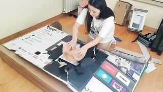The guy taught stepsister to fuck and made creampie in ass