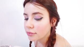 A cute girl is giving a lesson to her stepbrother on camera
