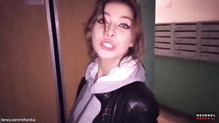 A guy masturbates on the street and cums in his panties, just like in the videos