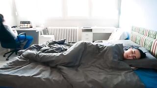 Why step son fucks stepmom when dad in room? Risky sex with surprise creampie