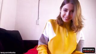 Step sister waited for step brother to help with morning wood