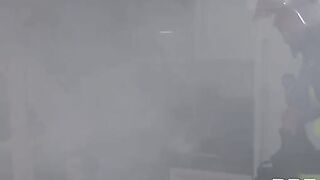 Hot firefighter foursome with tattooed slut Monika Fox and Kiara Lord in intense anal action