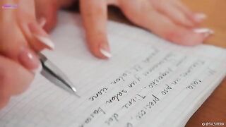 The Spanish teacher made her student cum by squirting on his lesson book