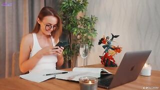 The Spanish teacher made her student cum by squirting on his lesson book