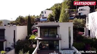 Two girls, Lena Love and Arteya, are having fun outdoors and kissing passionately