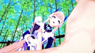 Kokomi fucks like a slut and takes cum on her face in a wild Genshin Impact scene