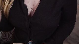 A girl's body is responding to stimulation intensely