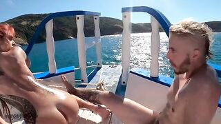 Amateur couple fucks on the boat, Voyeur watching