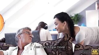 Old guy cheats on his son with the girl in a taboo scene