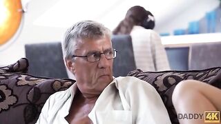 Old guy cheats on his son with the girl in a taboo scene