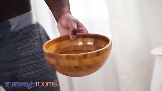Hot petite teen Elena Vedem gets fucked in oil by a black hung in Massage Rooms