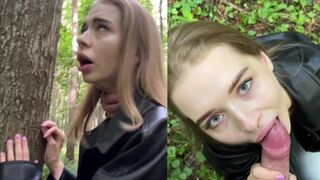 A petite girl has sex in the forest with a stranger, showcasing Californiababe’s daring side