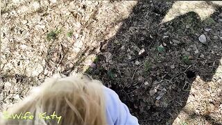 Juicy cutie got a lot of cum on her pussy in the forest