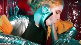 Femdom threesome with ballerinas in an atomic heart scenario