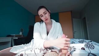 The boy was greatly fucked by his stepmother after she caught him wanking