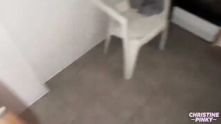 A cute brunette has sex with her guy in the kitchen at night
