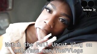 Ebony babe gave me a blowjob in her car, it was hot!