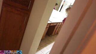 The stepson got caught jerking off while watching his stepmom getting ready for bed