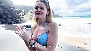 A luxury girl with a round ass was fucked on the beach