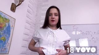 The student came to the exam with a dildo and began to masturbate