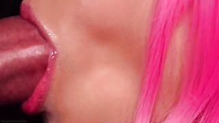 The hottest and juiciest blowjob with a super sexy pink-haired beauty!