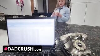 Thick blonde stepdaughter Eva Nyx gets her juicy teen pussy creampied by step daddy