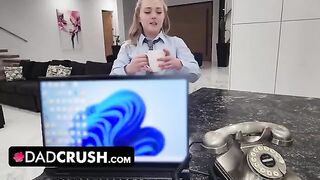 Thick blonde stepdaughter Eva Nyx gets her juicy teen pussy creampied by step daddy