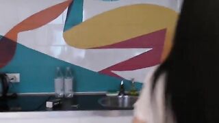 Skinny Asian skater girl licks my fat balls