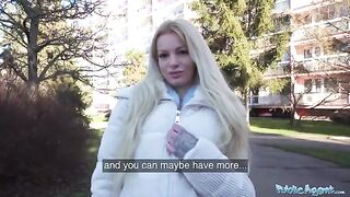 German blonde MILF gets a creampie in public for cash
