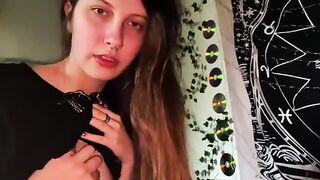 Russian stepsister sucks her boyfriend’s cock while he plays computer