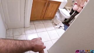 A stepson caught his naked stepmom in the bathroom after work