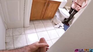 A stepson caught his naked stepmom in the bathroom after work