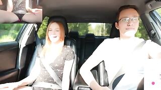 A guy surprises his girlfriend Verlonis while driving with a special toy for her