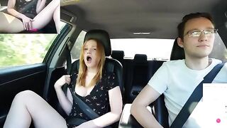 A guy surprises his girlfriend Verlonis while driving with a special toy for her
