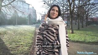 A beautiful student is being fucked by a stranger in public