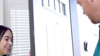 A sexy girl asks her tutor to help with some studying in a passionate scene