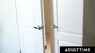 The voyeur catches a teen getting naked, leading to intense lesbian action