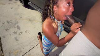 A married woman fucked by a stranger in the parking lot, showcasing deepthroat skills
