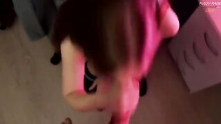A cute girl seduced her roommate by showing off her feet and mini-skirt
