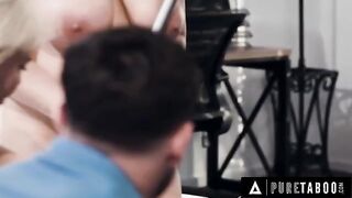 Natasha Nice, the all-natural MILF with massive jugs, gets fucked hard by a horny housekeeper and a pervert Swinger Couple