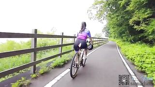 A couple cycled and got horny, so they had sex on the bike