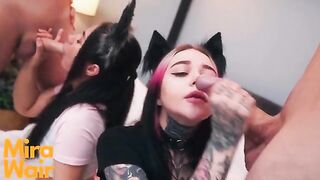 Two kittens get cum in ass, featuring daring Anna Batman